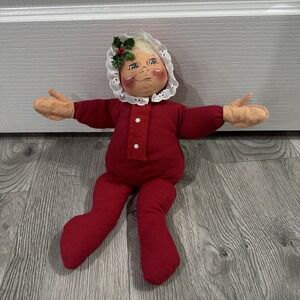 ANNALEE MOBILITEE DOLL 1993 WHITE HAIR GIRL RED PAJAMAS 13 INCH